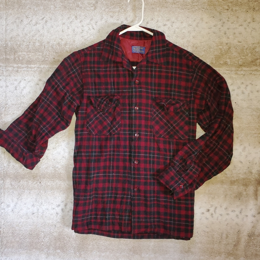 Pendleton Red and Black Men's Flannel Button Up